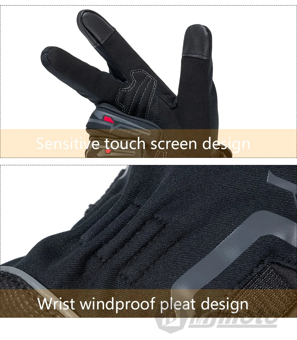 JCAA-Durable Motorcycle Riding Gloves for Men Women,Waterproof,Touchscreen,Anti-Slip,Anti-Fall,Protective,Bike,Moto,Warm Winter