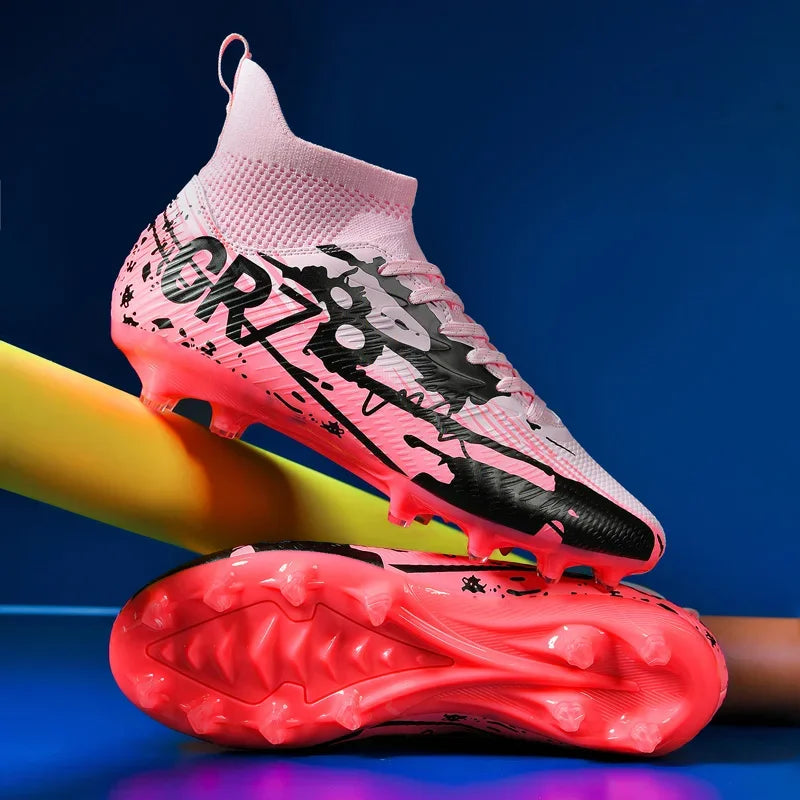 New Men Soccer Shoes Cleats Outdoor Match Training Football Boots Long Spikes Comfortable Breathable Non Slip for Adults and Boys