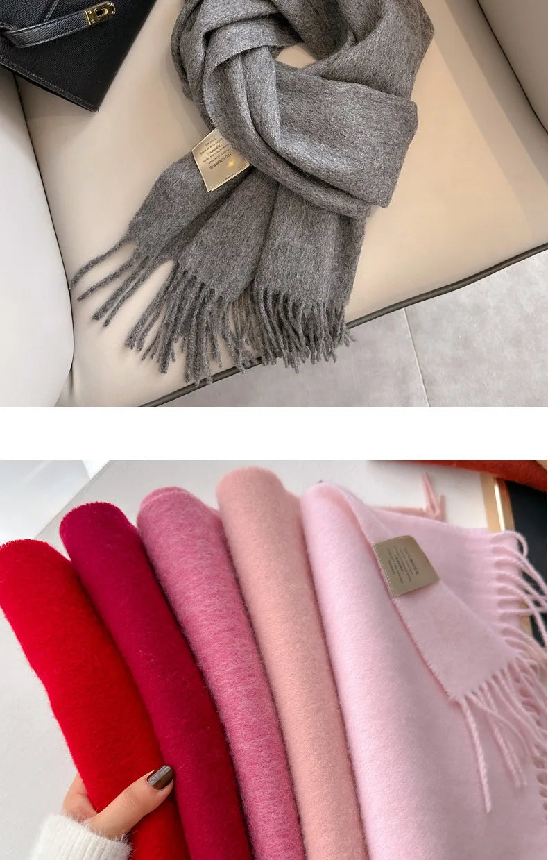 Winter Narrow Scarf 28 Color 100% Wool Scarf Hot Selling Solid Color Scarf Men's and Women's Universal Warm and Cold proof Scarf - trendingshoping.com