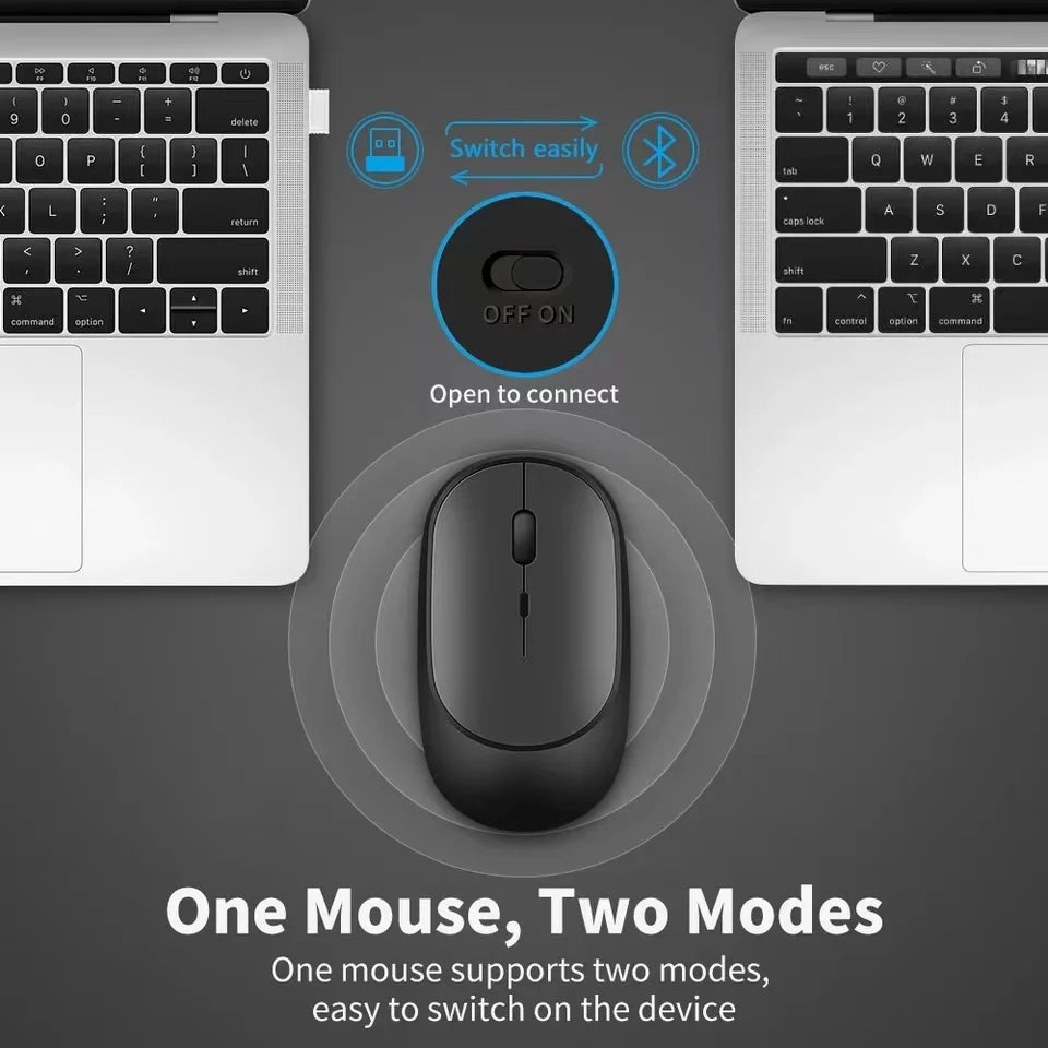 2.4G USB Wireless Mouse Rechargeable Dual Mode Bluetooth Mouse for Laptop Tablet PC MacBook
