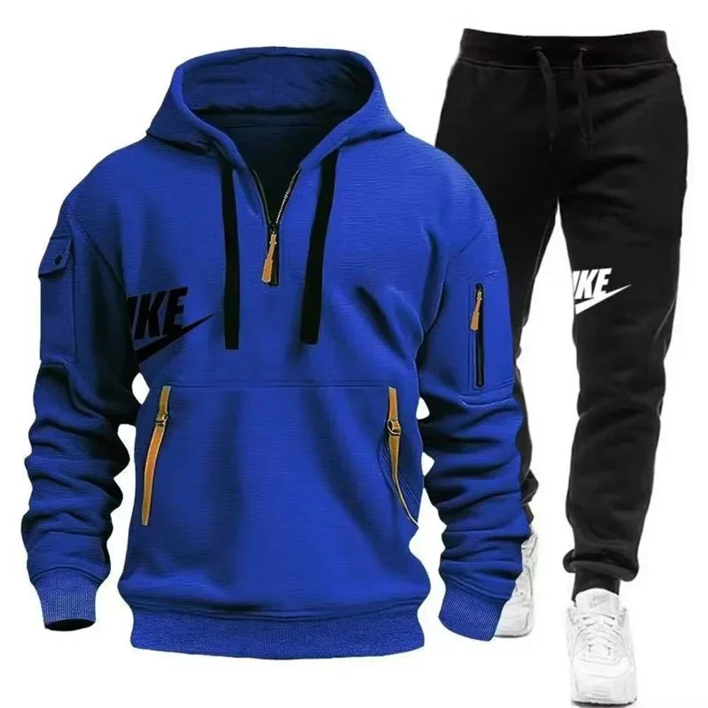 2026 New men's autumn and winter suit zipper hoodie + trousers suit casual men's sportswear