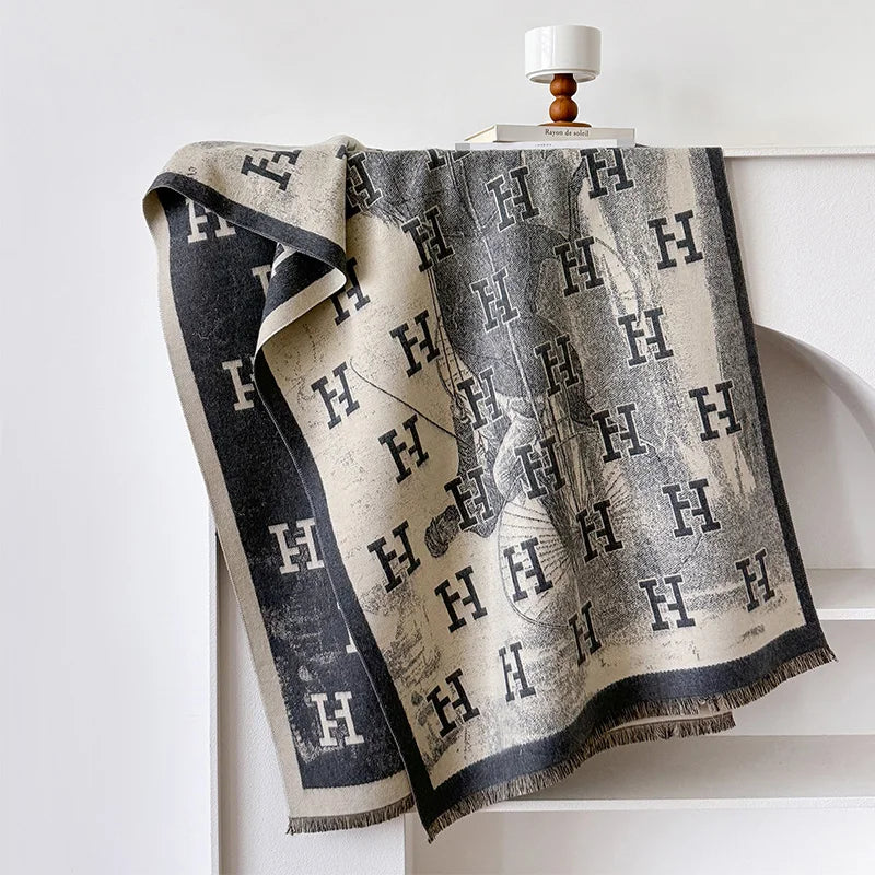 2025 New Women Fashion Brand Letter Scarf Luxury Autumn Winter Warm Shawls Print Scarve Pashmina Mujer Femme Foulard Bufanda