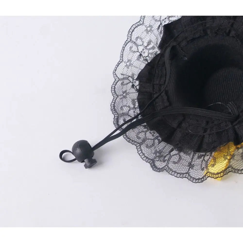 Pet Cat Halloween Hat Adjustable Sequin Lace Cosplay