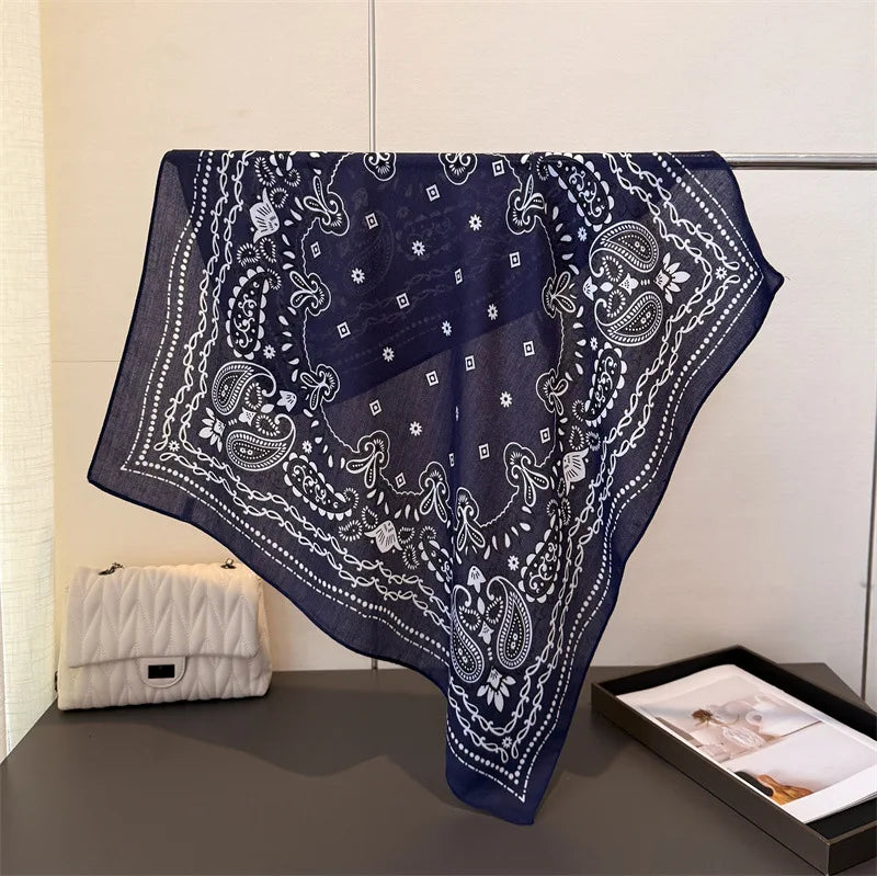 Luxury Cashew Square Scarf For Women Soft 70*70cm Neck Scarf Shawl Warp Elegant Neckerchief Bandanas Paisley Print Hijab