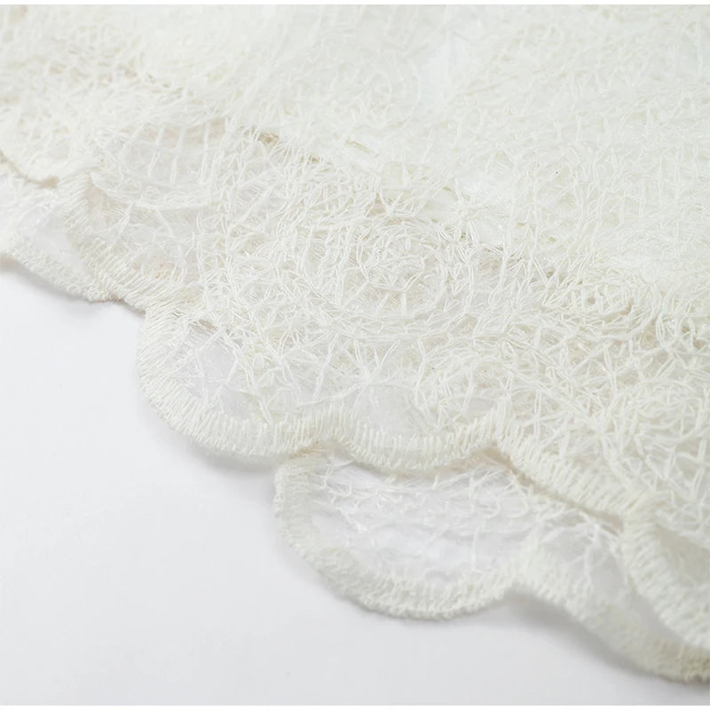 Women’s White Lace Flare Sleeve Top & Mini Skirt Set