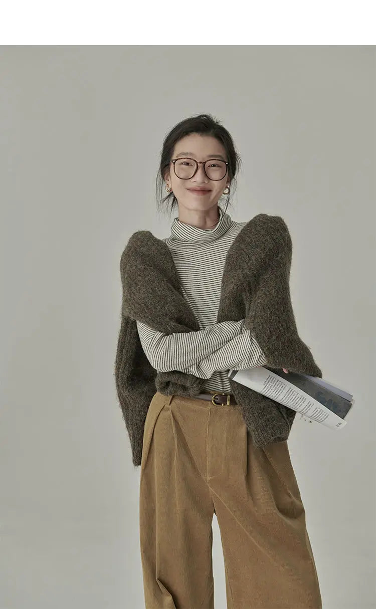 Striped T-shirts Women Spring Cozy Long Sleeved All-match Daily Elegant Classic Turtleneck Tops Hot Sales Korean Style Clothing