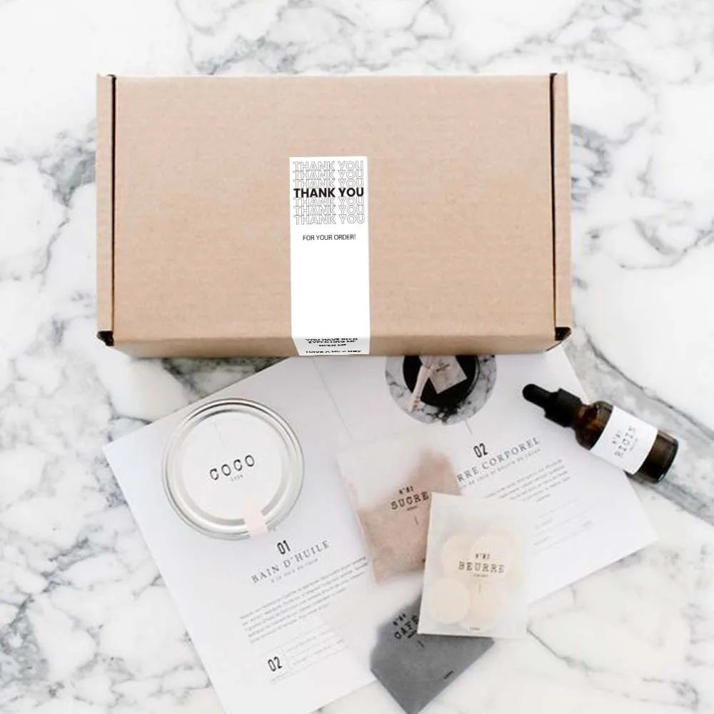 100pcs/roll Thank You Stickers Rectangle Seal Labels This Package Is Happy To See You Too Sticker Gift Box Packaging Decor Label