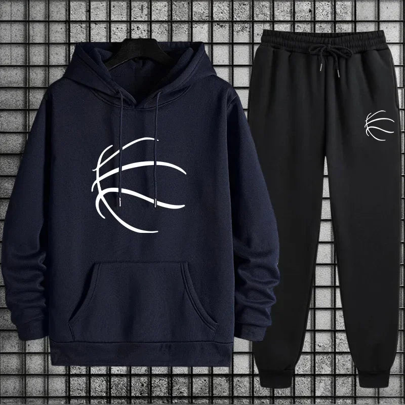 Men's 2-Piece Urban Sportswear Set - Casual Autumn & Winter Hoodie and Joggers Suit