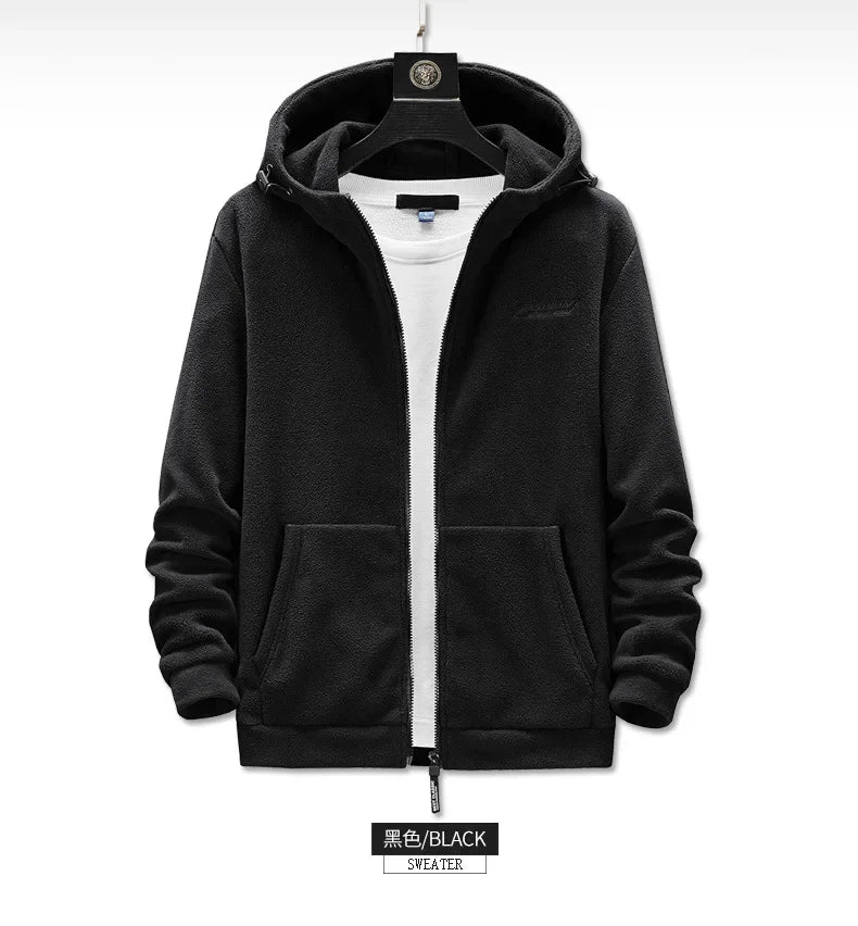 Men’s Heavyweight Fleece Hoodie Thick Lined Full Zip Outdoor Warm Jacket for Winter Unisex