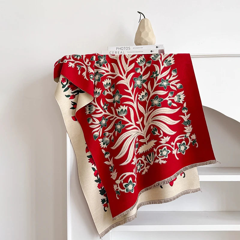 Elegant Striped Design Scarf Imitation Cashmere Soft Warm Versatile Shawl Coldproof Windproof Blanket Scarf for Autumn Winter - trendingshoping.com