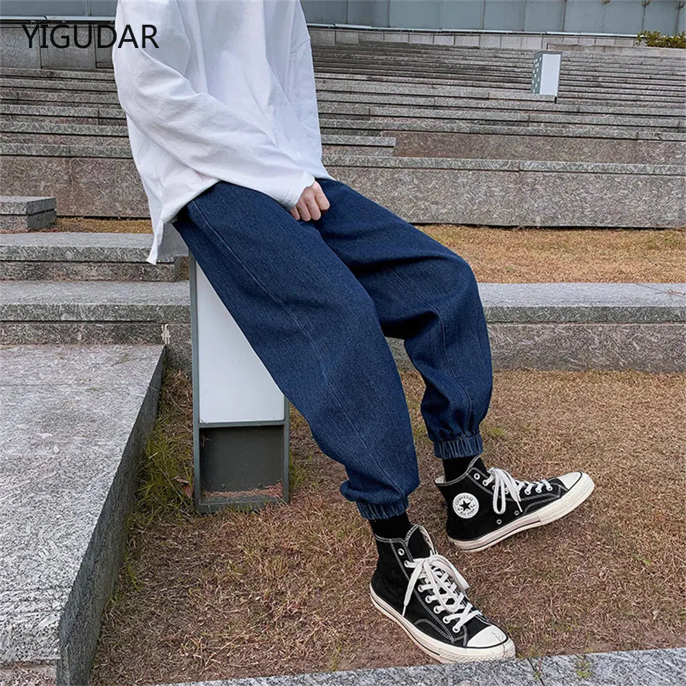 Jeans men Jeans Man Loose Joggers Streetwear Harem Jeans Cargo Pants Ankle-Length Denim Trousers denim pants joggers men - trendingshoping.com