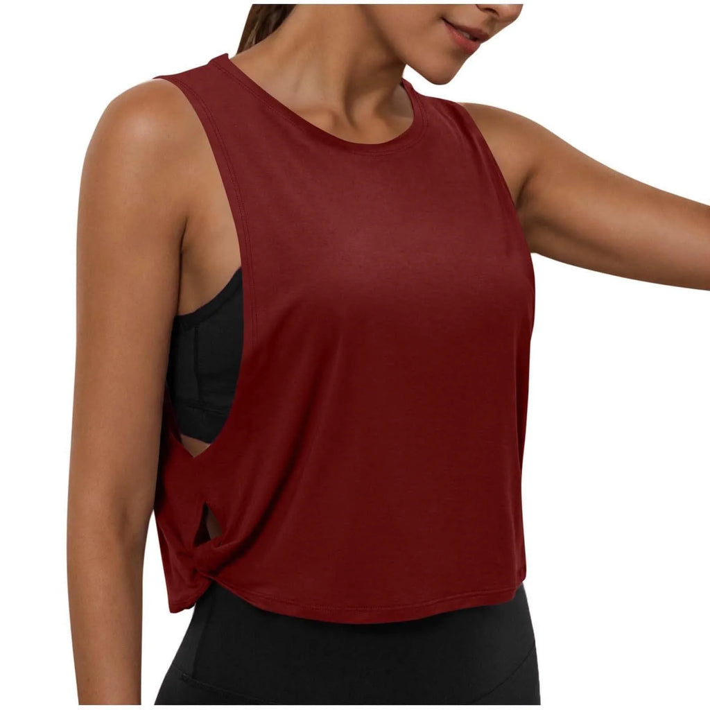 Women’s Sleeveless Yoga Top Breathable Workout Tank Crop Top Athletic Running Vest