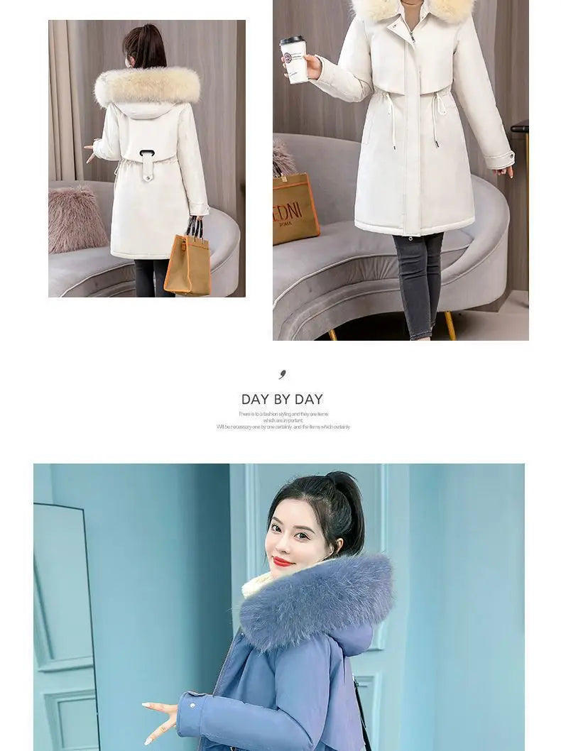 2023 Oversized 6XL Female Parka Winter New Loose Wool Liner Jacket Women's Thick Hooded Coat Ladies Warm Padded Long Snow Parkas - trendingshoping.com