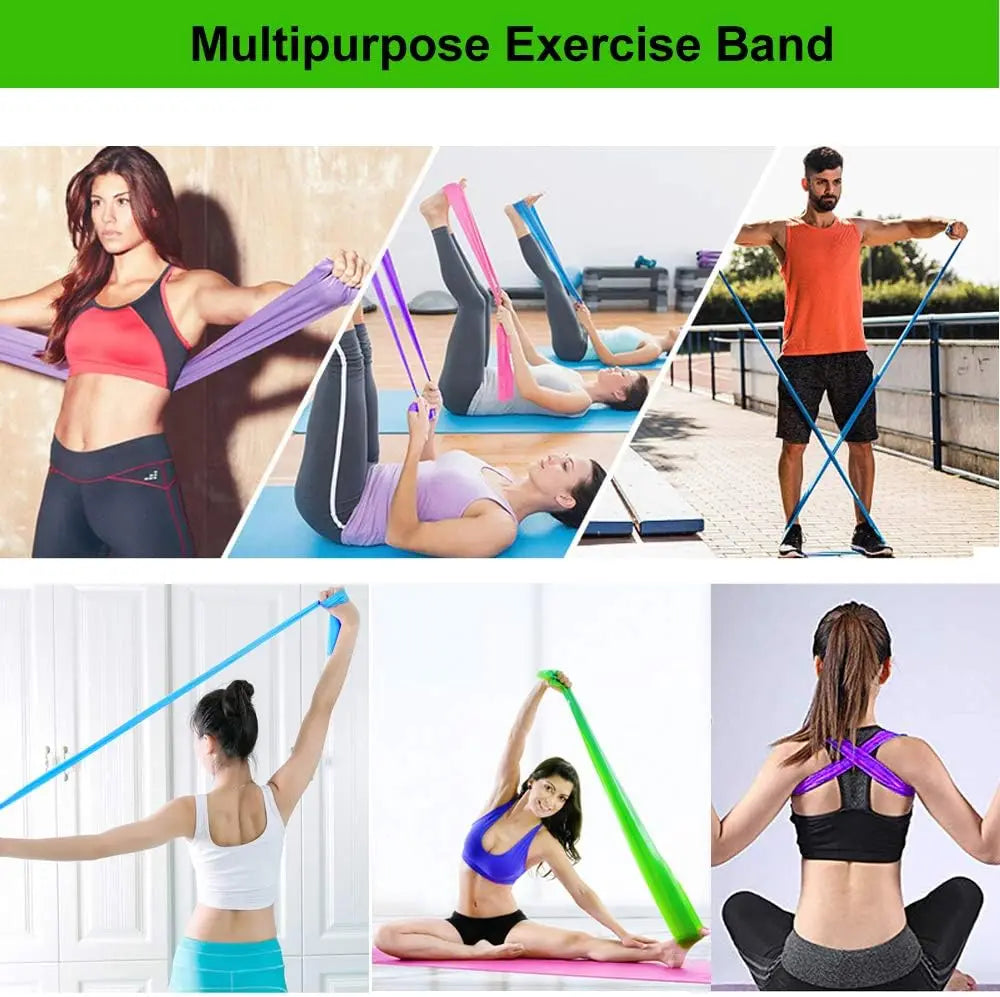 Yoga Resistance Bands Set TPE Elastic Band Exercise Workout Recovery Fitness Pilates Rehab Strength Training