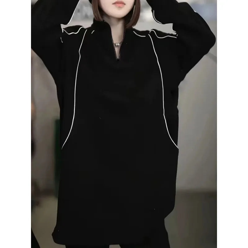 Women's Sweatshirt Autumn Winter New Loose Slim Versatile Mid-length Casual Top