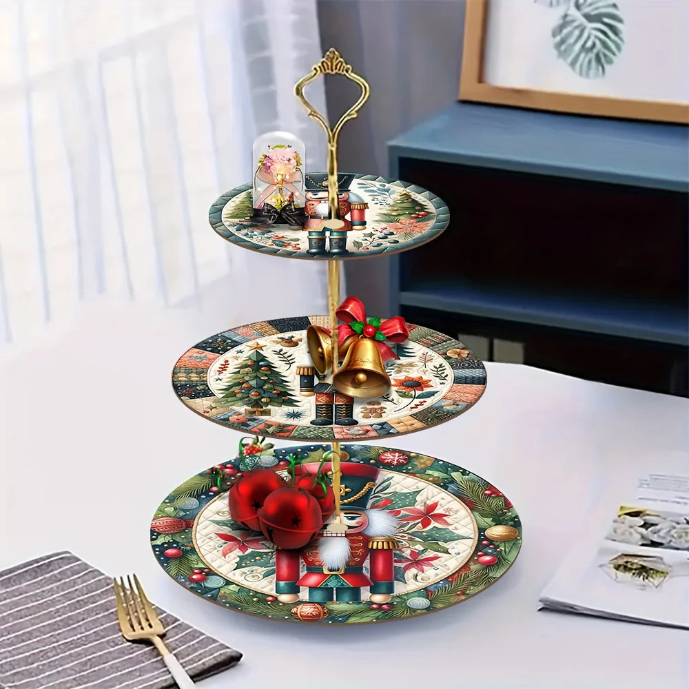 1 set wooden Christmas Nutcracker Tray DIY compose Xtmas Tree Nutcracker pattern for Christmas Party Table Top deocr Xmas gifts