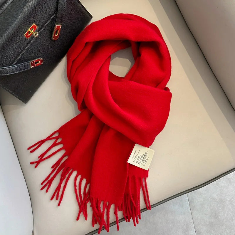 Winter Narrow Scarf 28 Color 100% Wool Scarf Hot Selling Solid Color Scarf Men's and Women's Universal Warm and Cold proof Scarf - trendingshoping.com