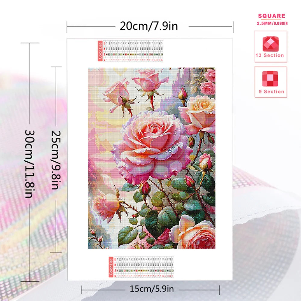 Huacan 2025 New Series Diamond Painting Flower Full Square Round Diamond Mosaic Rose Handmade Gift Giving