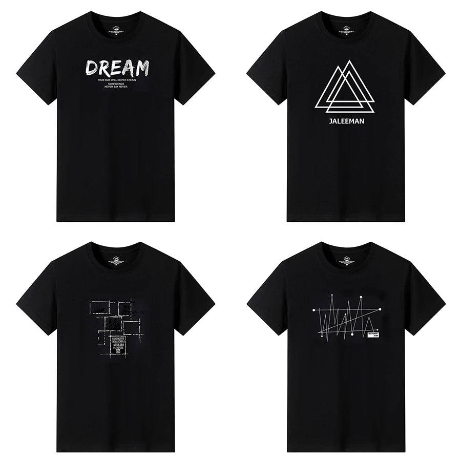 T Shirts Men Short New Fashion 2025 O-Neck Slim Black Sleeve Clothing Casual Style M-6XL