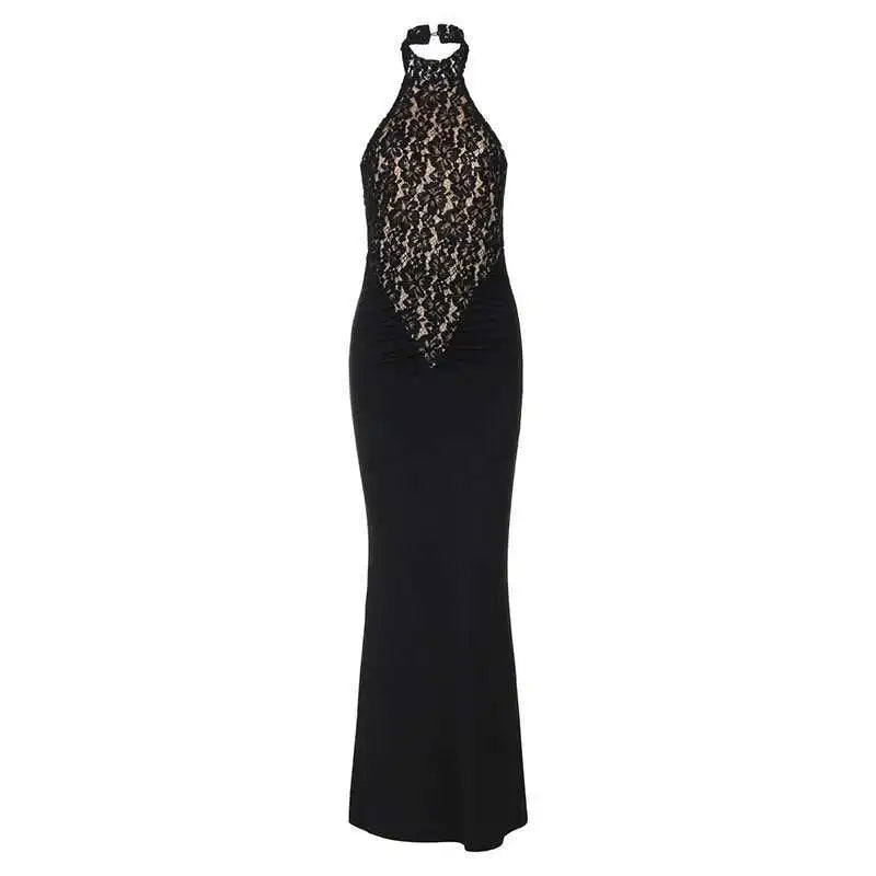 Women’s Fashion Sequin Halter Neck Backless Long Dress