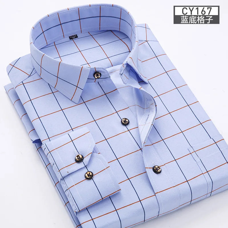 Men's Slim Fit Long-Sleeve Printed Shirt - Non-Iron Breathable Business Casual