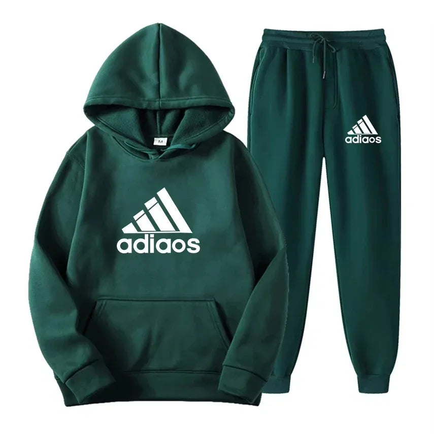 Autumn-Winter Warmth-Enhanced Comfortable Leisure Fitness Sports Set: Two-piece set including hooded sports shirt and joggi