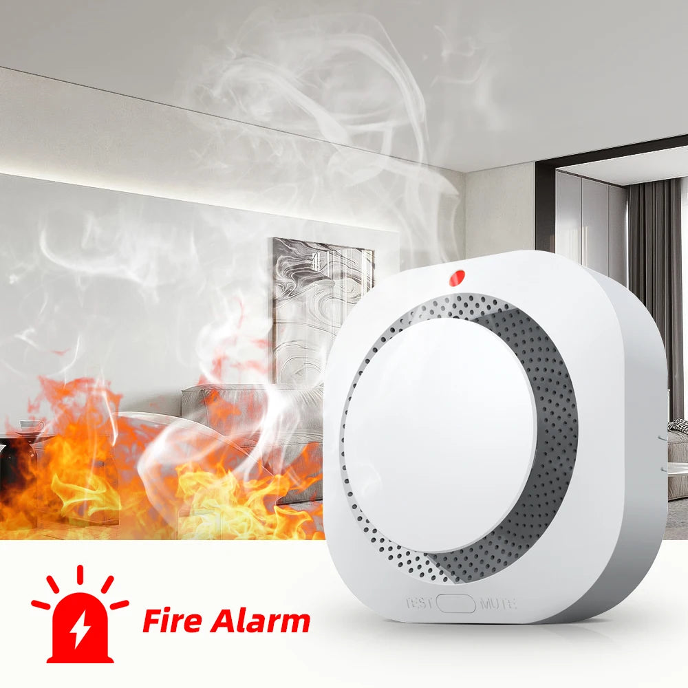 Independent Smoke Detector Sensor For Home Warehouse Security Smart Fire Alarm With Replaceable Battery