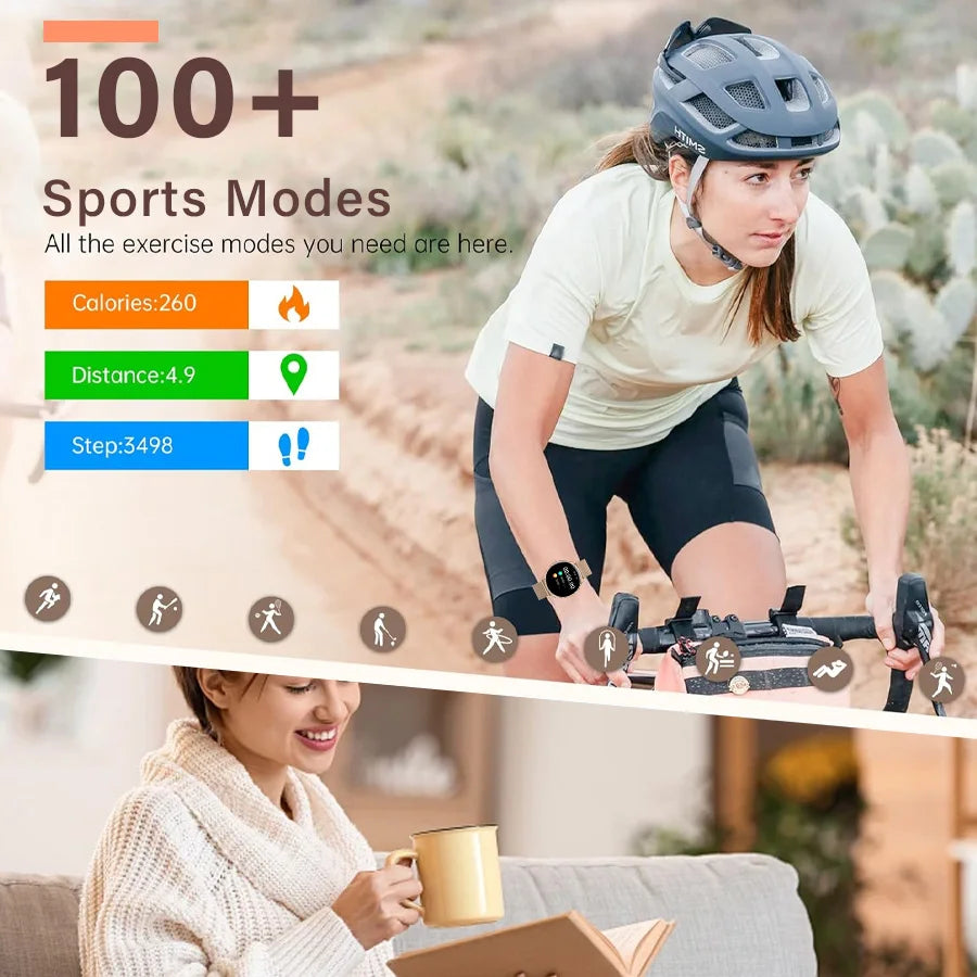 Smart Watch for Women – Always-On Display, IP67 Waterproof, Fitness Tracker with Sleep & Menstrual Cycle Monitoring – Black Gold