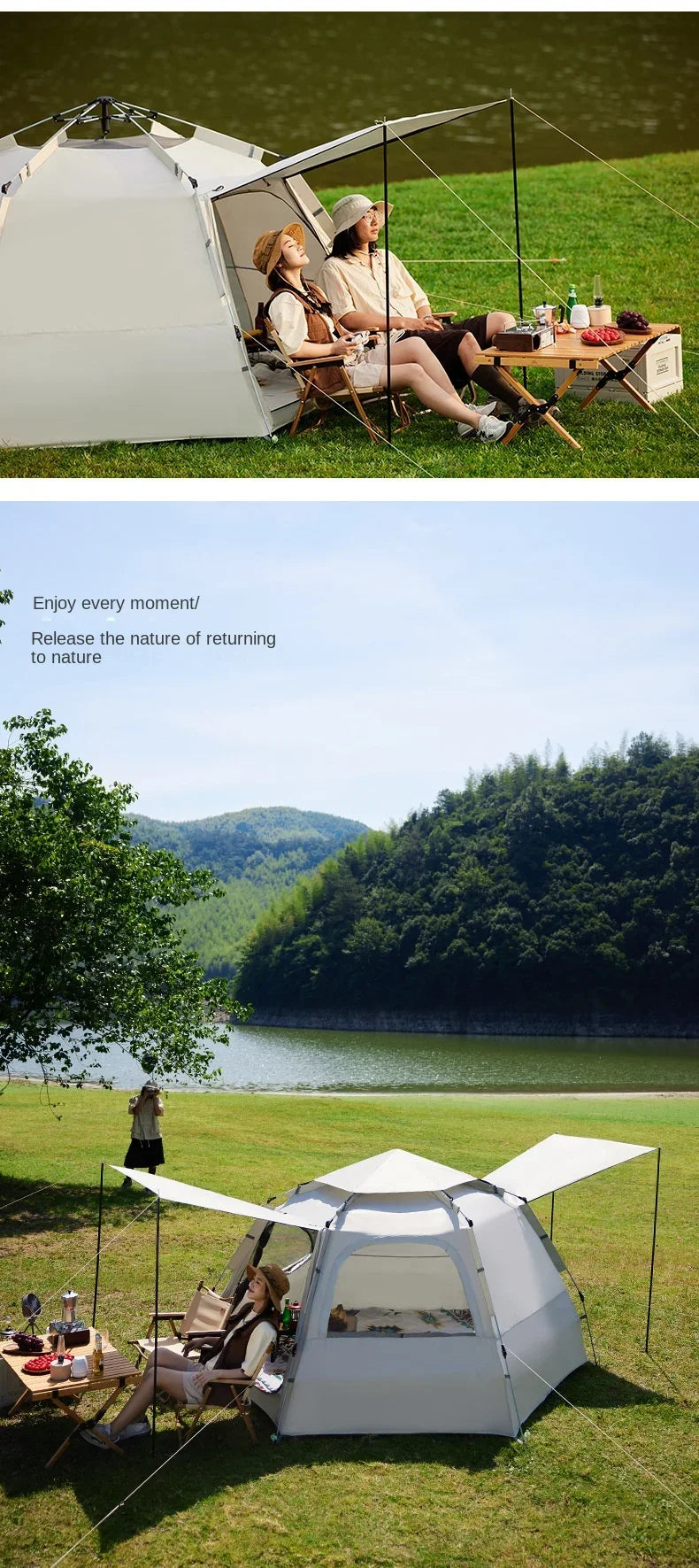 Outdoor Camping Fully Automatic Tent For Travel Beach Use 3 To 4 Person Party Tent