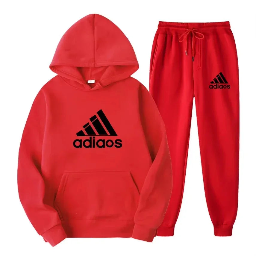 Autumn-Winter Warmth-Enhanced Comfortable Leisure Fitness Sports Set: Two-piece set including hooded sports shirt and joggi