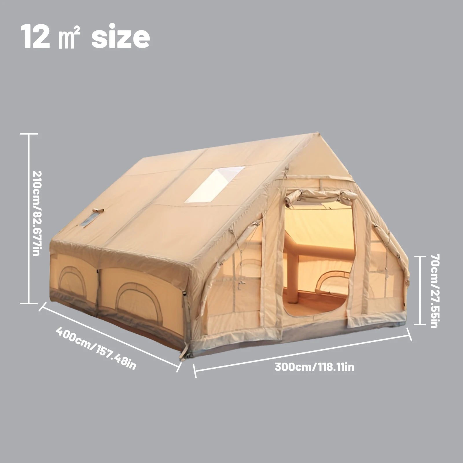 Inflatable Camping Tent For 4 To 8 People With Windows Portable Water Resistant Four Season Outdoor Tent