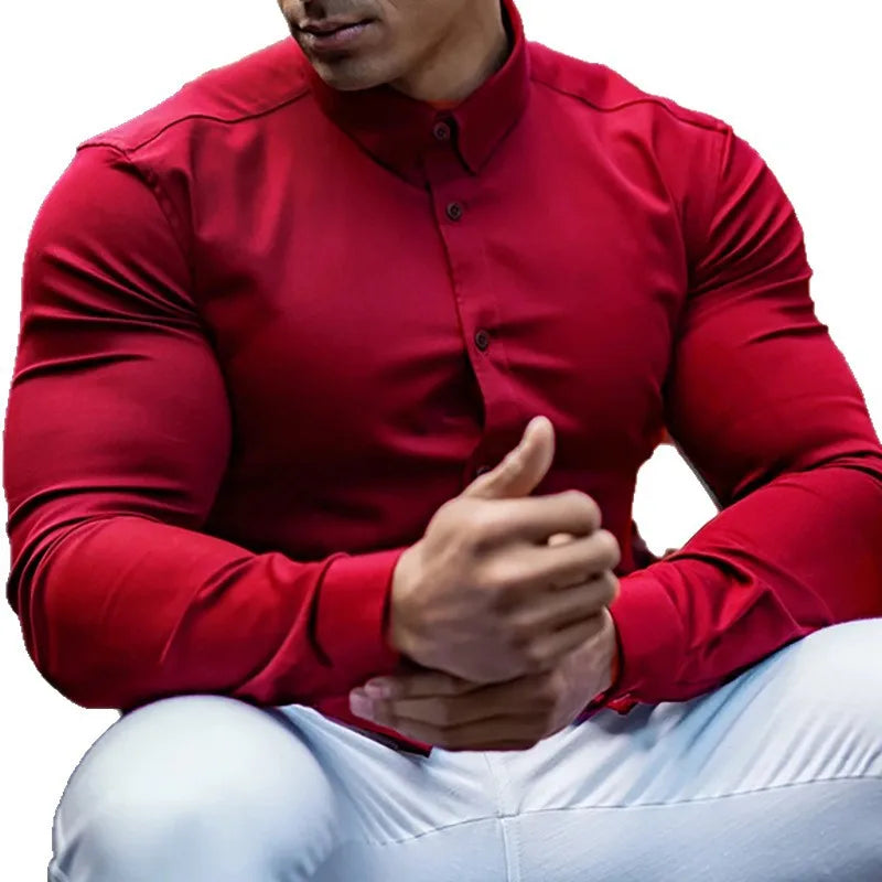 Men's Business Long Sleeve Shirt – Non-Iron, Anti-Wrinkle Career Work Shirt for Summer with White Lining