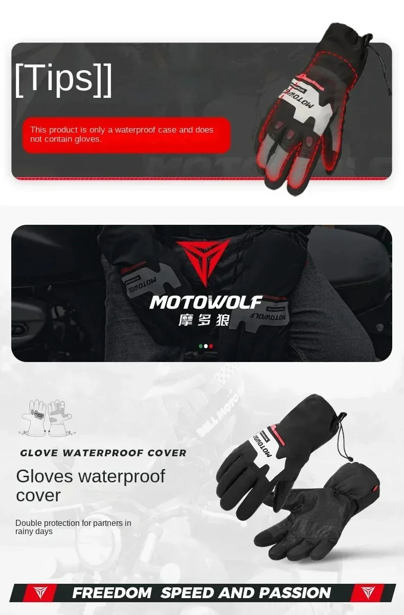 Autumn Winter Motorcycle Riding Gloves Waterproof Rainproof Cover Windproof Warm Motorbiker Racing Rider Accessories Men Women