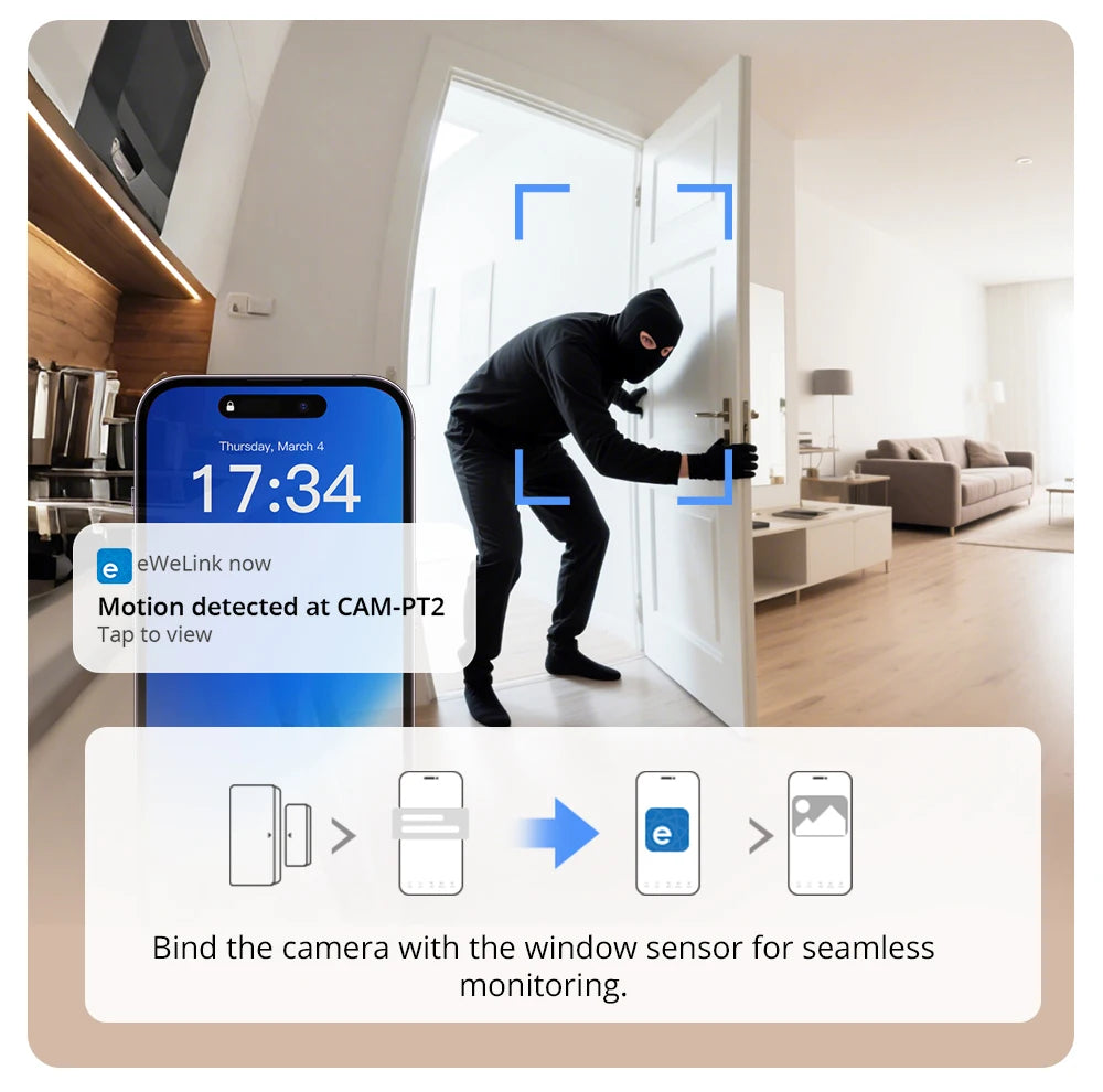 Sonoff Cam PT2 Smart Home Security Camera HD Night Vision Panoramic View Remote Monitoring With Two Way Interaction