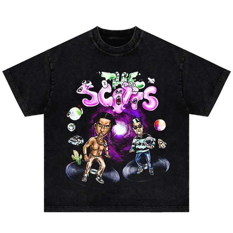 Hip Hop Oversized Men T-Shirt Punk Gothic Loose Streetwear Portrait Graphic Printed Tshirt 2024 Harajuku Cotton Shirts Tops