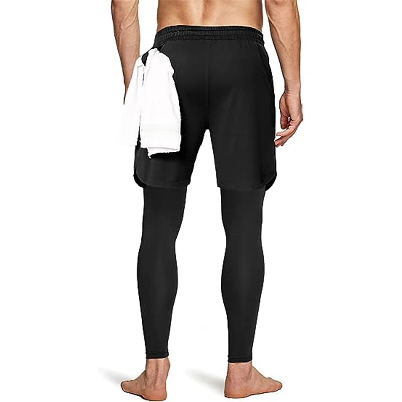 Men's Sport Pants 2 in1 Training Athletic Tracksuits Sportswear Workout Male Jogging Trousers Gym Fitness Running Pants Men