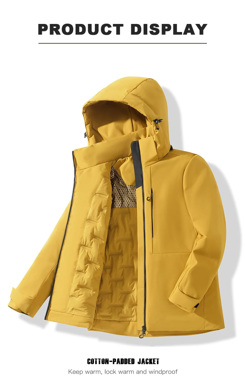 JNLN Unisex Waterproof Winter Fleece Jacket Windproof Thermal Outdoor Raincoat for Hiking Camping Skiing