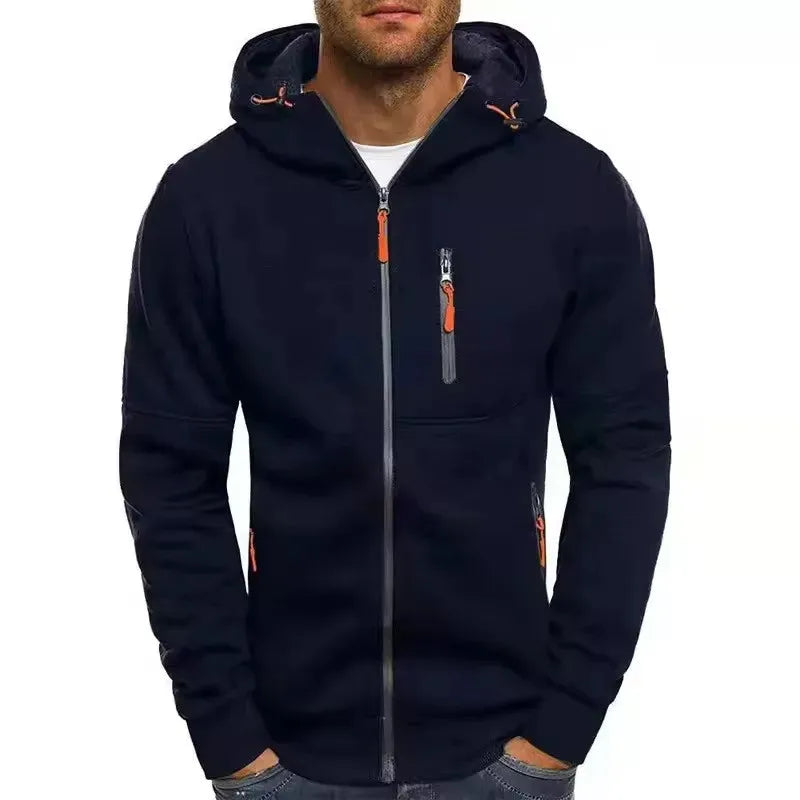 2026 New Men's  Jacket, Long-sleeved, Autumn and Winter Fashion, Sporty and Casual, Zippered Hooded Men's Sweat