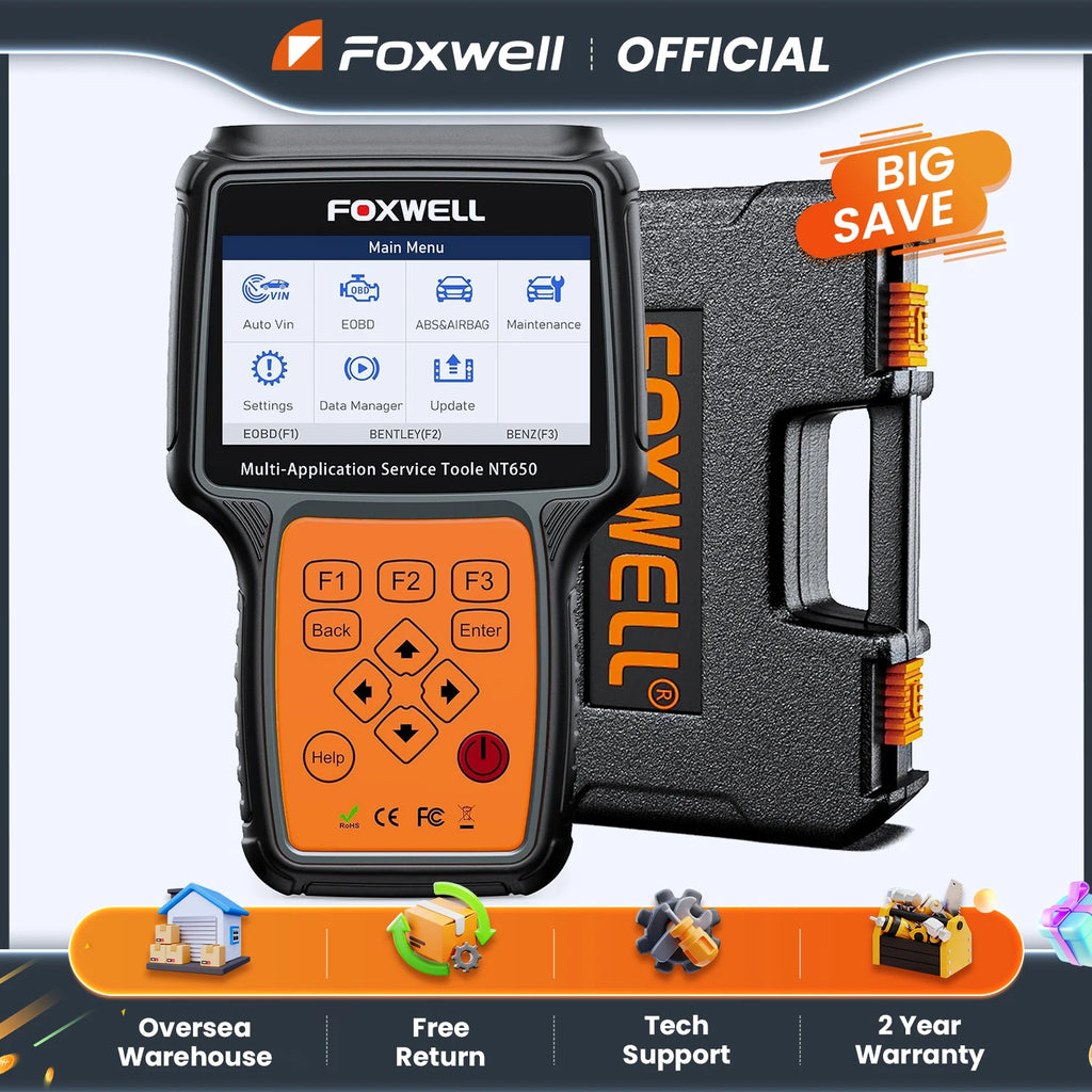 FOXWELL NT650 Elite OBD2 Automotive Scanner SAS A/F OIL EPB BRT TPS 26+ Reset Professional Auto Car Diagnostic Tool OBD2 Scanner - trendingshoping.com