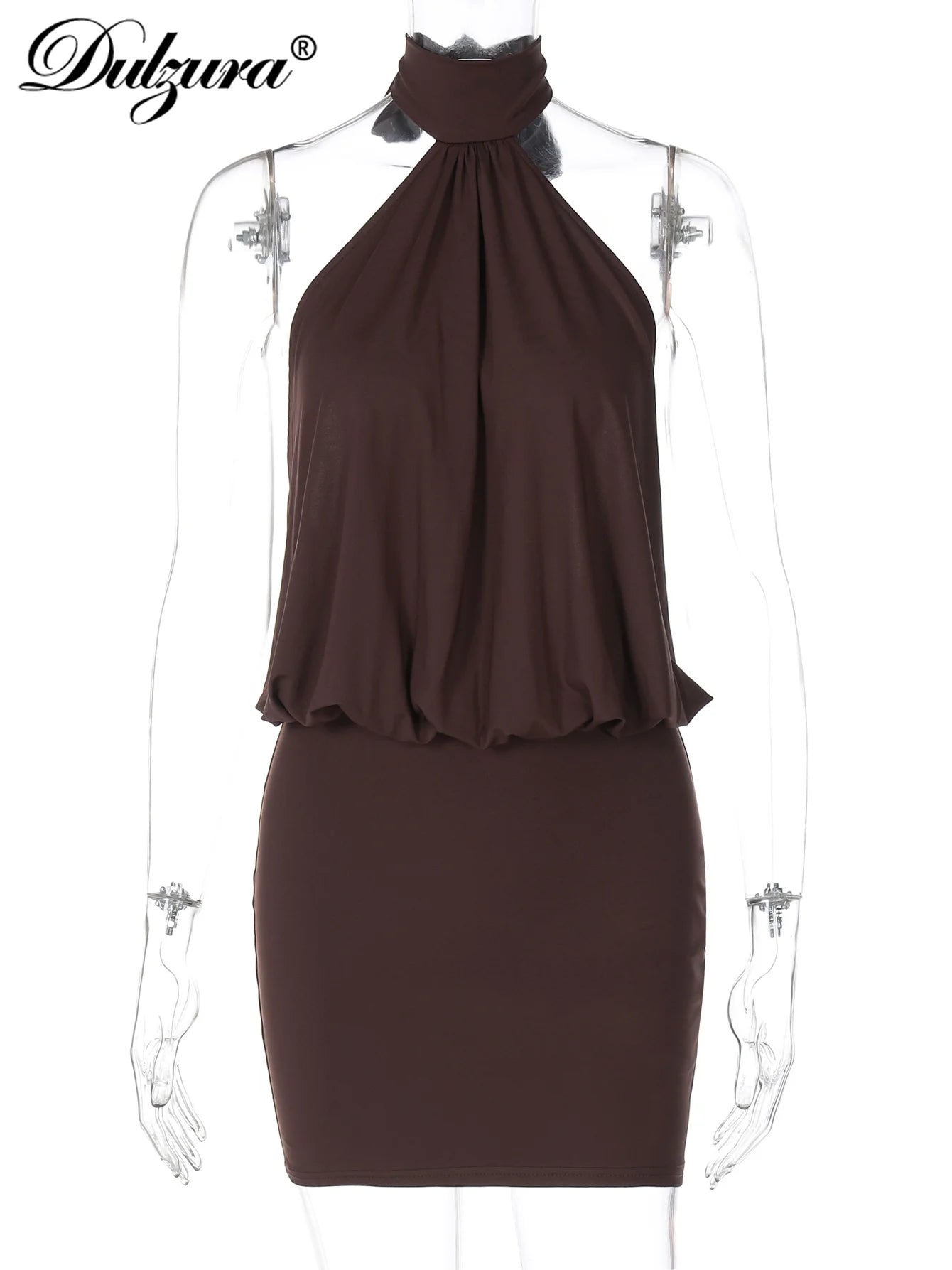 Women Halter Neck Bodycon Mini Dress Sleeveless Backless Style