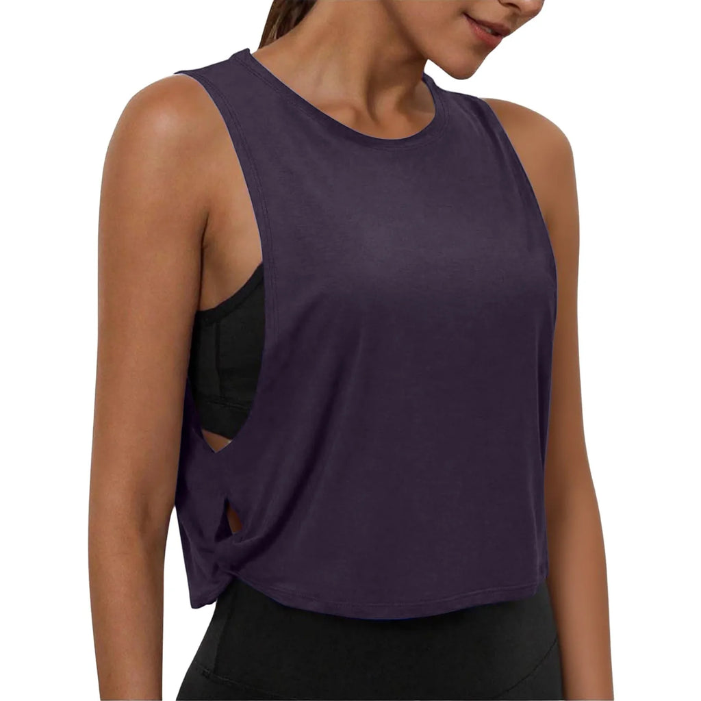 Women’s Sleeveless Yoga Top Breathable Workout Tank Crop Top Athletic Running Vest