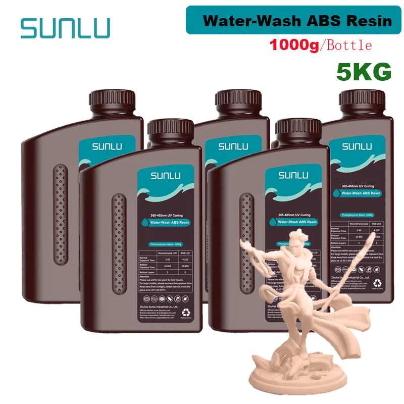 SUNLU ABS-Like 3D Printer Resin – 405nm Rapid UV-Curing, Water Washable, 1000g Bottle