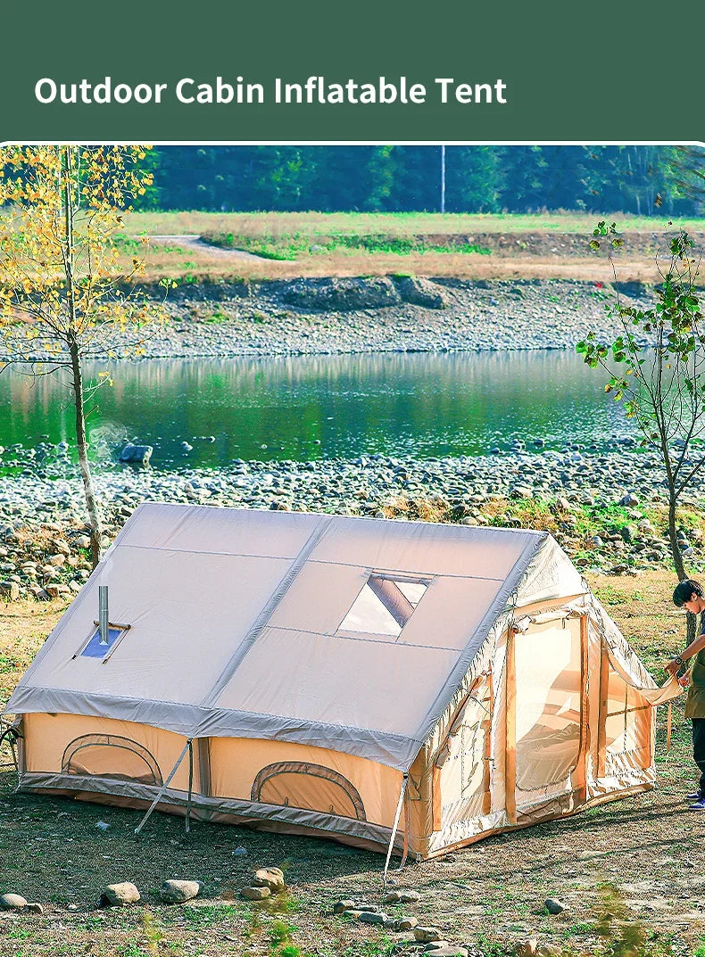 Large Inflatable Camping Tent Outdoor Overnight Shelter Complete Equipment Set With Sun Protection Rain Protection