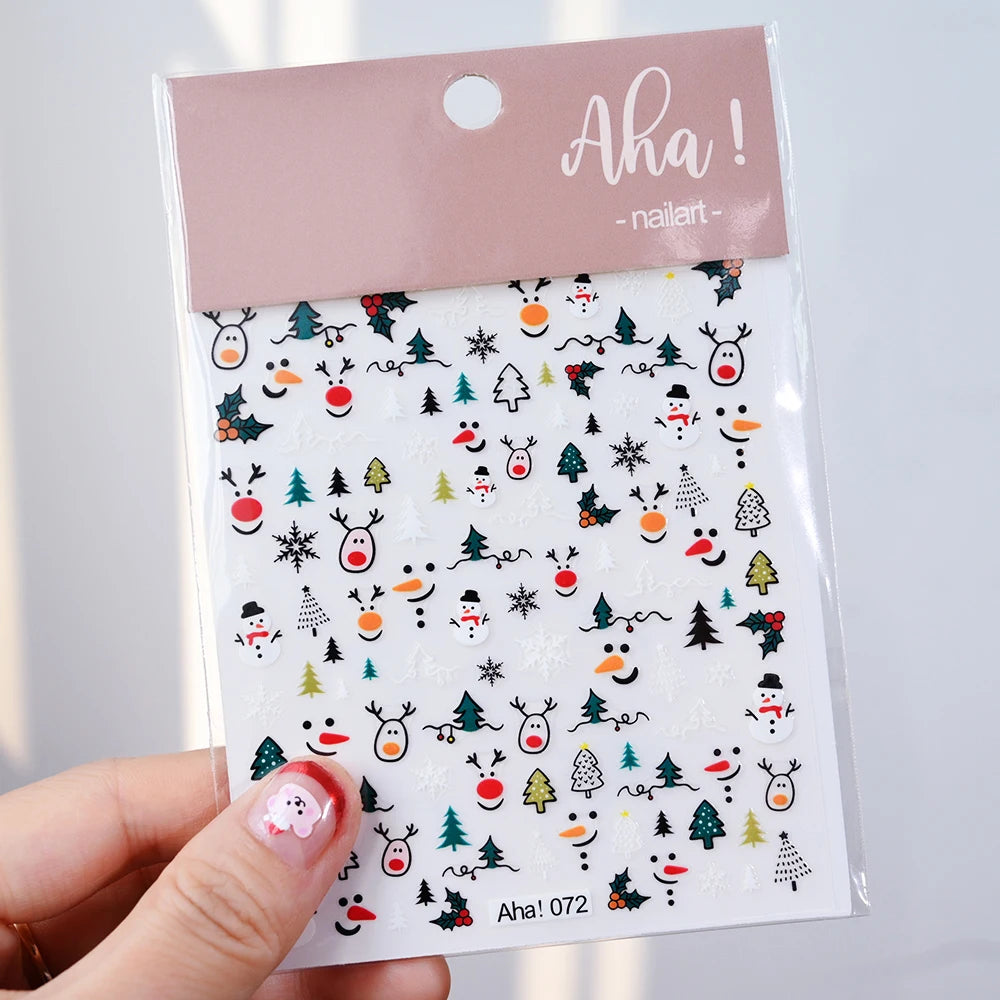 Christmas Santa Claus Elk Nail Art Stickers Snowman/Snowflake Cartoon Sliders