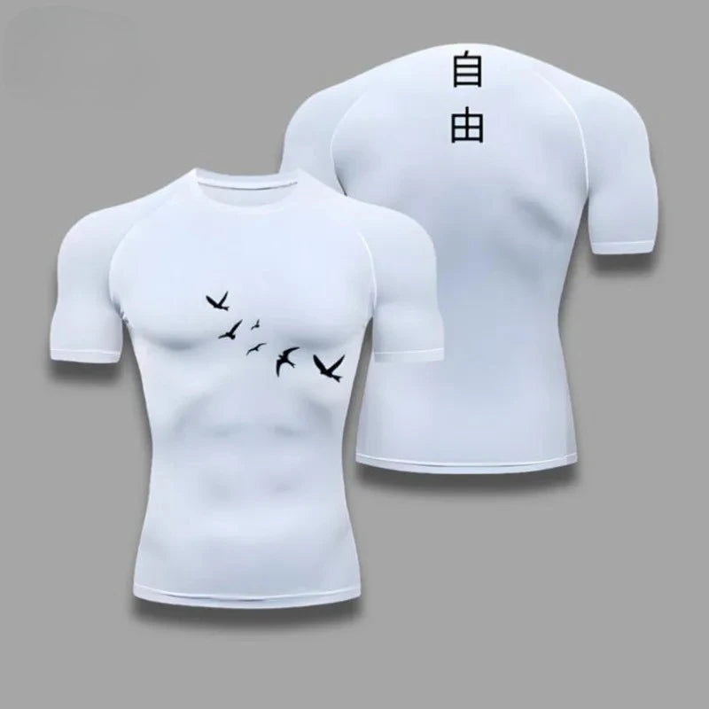 Men’s Anime Compression Shirt - Hero-Inspired Quick-Dry Muscle Top for Gym & Fitness