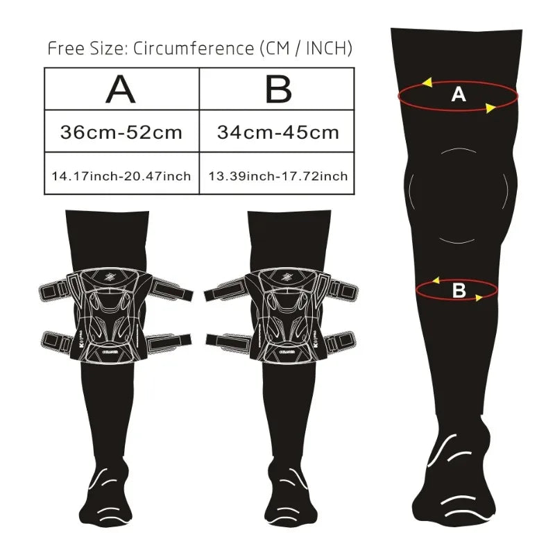 Pro Guard Moto Shield Knee Guards – Adjustable, CE-Certified Impact Protection, Reflective for Motocross, Racing & Night Riding