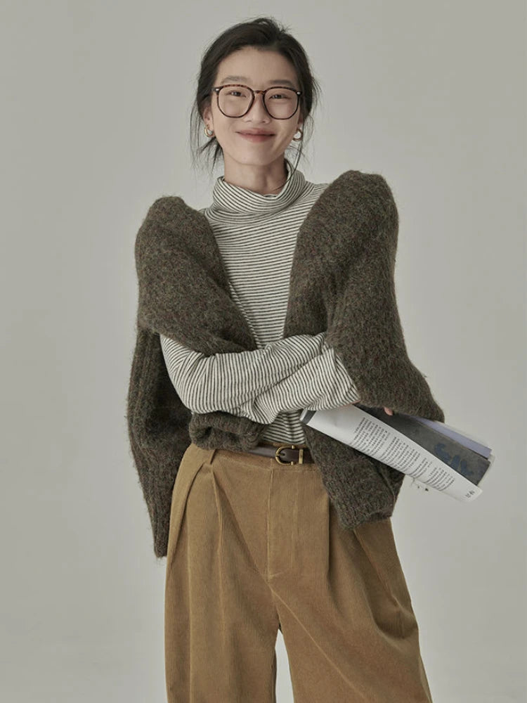 Striped T-shirts Women Spring Cozy Long Sleeved All-match Daily Elegant Classic Turtleneck Tops Hot Sales Korean Style Clothing