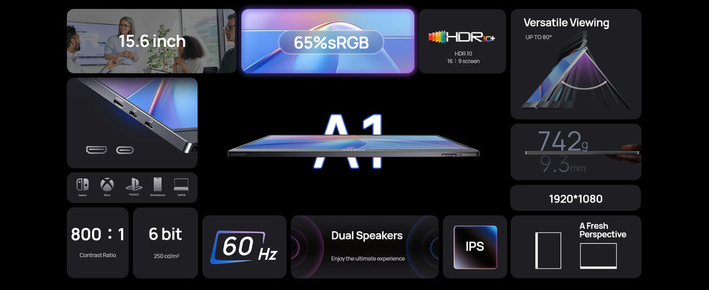 ARZOPA 15.6 inch Portable Monitor FHD 1080P IPS USB-C Mini-HDMI External Second Screen for Mac Laptop PC Switch Xbox PS4/5 Xbox - trendingshoping.com