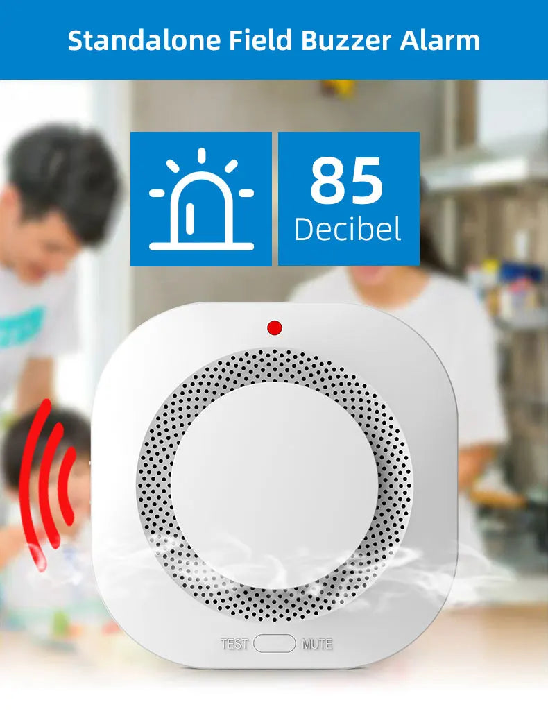 Independent Smoke Detector Sensor For Home Warehouse Security Smart Fire Alarm With Replaceable Battery