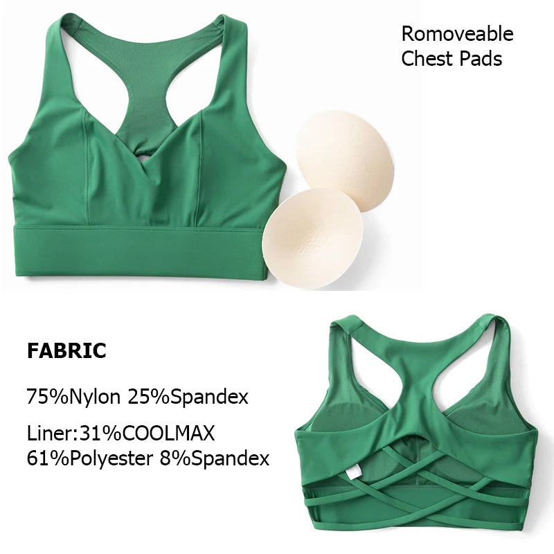 Women’s High-Impact Sports Bra - Buttery Soft Push-Up Gym Crop Top for Yoga & Fitness